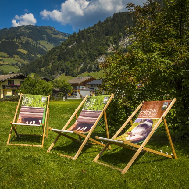 Gemütliche Liegestühle im Garten von Bauernhof Hinterhub in Großarl