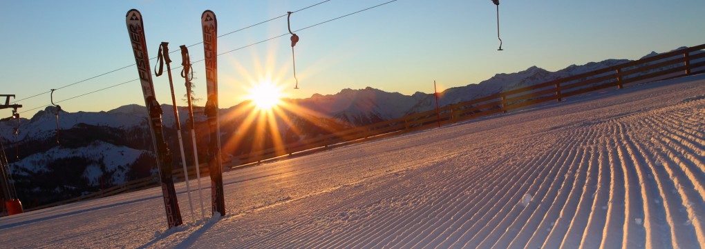 Sonnenuntergang im Winter - top präparierte Skipisten in Ski amadé © Tourismusverband Großarl